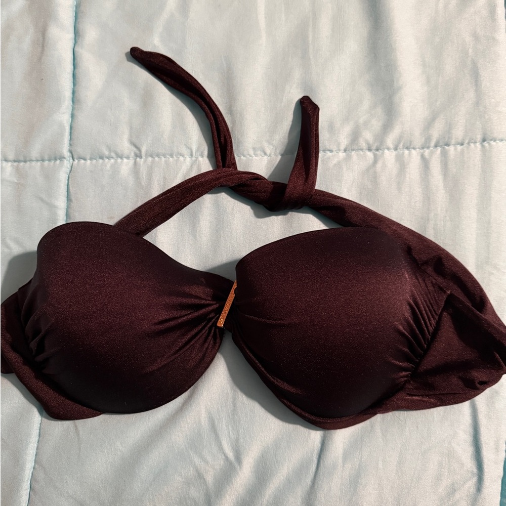 Black Halter Bikini Top- ties in back 34 DD